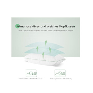 Kopfkissen 40x80 2er Set Höhenverstellbares Kissen Rechteckig Schlafkissen Weiß Bettkissen mit Reißverschluss Waschbarer Kopfkissenbezug
