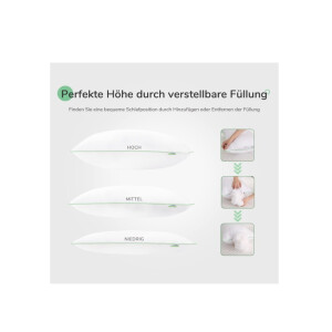 Kopfkissen 40x80 2er Set Höhenverstellbares Kissen Rechteckig Schlafkissen Weiß Bettkissen mit Reißverschluss Waschbarer Kopfkissenbezug