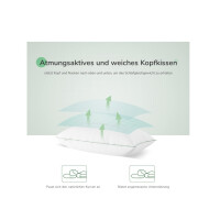 Kopfkissen 40x80 2er Set Höhenverstellbares Kissen Rechteckig Schlafkissen Weiß Bettkissen mit Reißverschluss Waschbarer Kopfkissenbezug