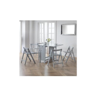 Das Julian Bowen Savoyen-Esszimmer-Set aus hellgrauem Holz ist ein elegantes und praktisches Esszimmermöbel für jedes Zuhause