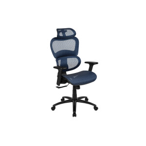 Ergonomischer Bürostuhl mit 2 zu 1 Synchro-Tilt, verstellbare Kopfstütze, Lendenwirbelstütze und verstellbare Schwenkarme in Blau