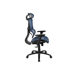 Ergonomischer Bürostuhl mit 2 zu 1 Synchro-Tilt, verstellbare Kopfstütze, Lendenwirbelstütze und verstellbare Schwenkarme in Blau