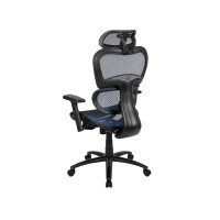 Ergonomischer Bürostuhl mit 2 zu 1 Synchro-Tilt, verstellbare Kopfstütze, Lendenwirbelstütze und verstellbare Schwenkarme in Blau