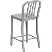 Flash Furniture Stuhl für den Außenbereich, verzinkter Stahl, Silber, 48,3 x 40 x 92,1 cm