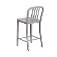 Flash Furniture Stuhl für den Außenbereich, verzinkter Stahl, Silber, 48,3 x 40 x 92,1 cm