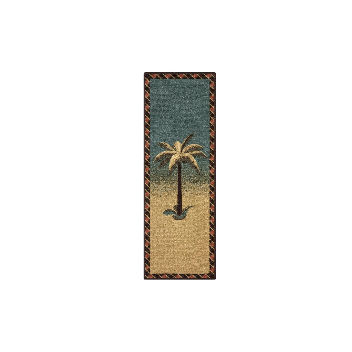 Ottomanson Teppichläufer Palmen Beige/Blaugrün, 50