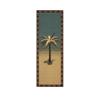 Ottomanson Teppichläufer Palmen Beige/Blaugrün, 50 x 150 cm