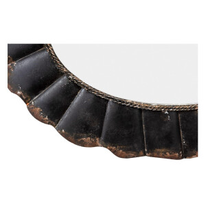 Creative Spiegel Co-Op Oval Mirror with Distressed Black Scalloped Metal Frame
