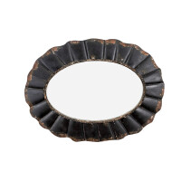 Creative Spiegel Co-Op Oval Mirror with Distressed Black Scalloped Metal Frame