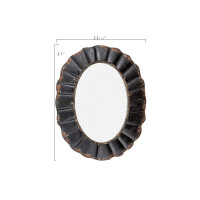 Creative Spiegel Co-Op Oval Mirror with Distressed Black Scalloped Metal Frame