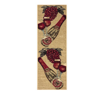 Siesta-Kollektion Küchen-Teppichläufer mit Gummirückseite und Wein-Design, 50 cm x 150 cm, Beige Wein
