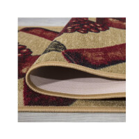 Siesta-Kollektion Küchen-Teppichläufer mit Gummirückseite und Wein-Design, 50 cm x 150 cm, Beige Wein