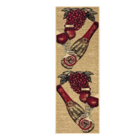 Siesta-Kollektion Küchen-Teppichläufer mit Gummirückseite und Wein-Design, 50 cm x 150 cm, Beige Wein