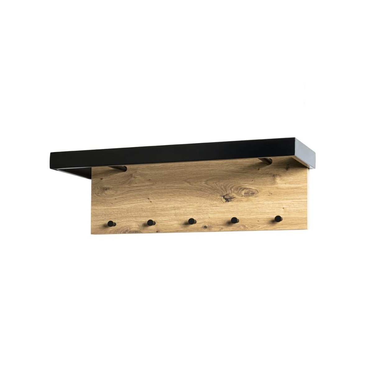 HAKU Möbel Wandgarderobe eiche, schwarz, MDF, Metall - 