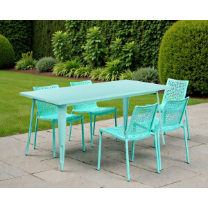 Charis Commercial Grade 80 × 160 cm Metalltisch Gartentisch Mintgrün