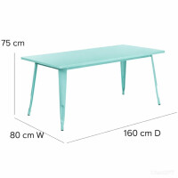 Charis Commercial Grade 80 × 160 cm Metalltisch Gartentisch Mintgrün
