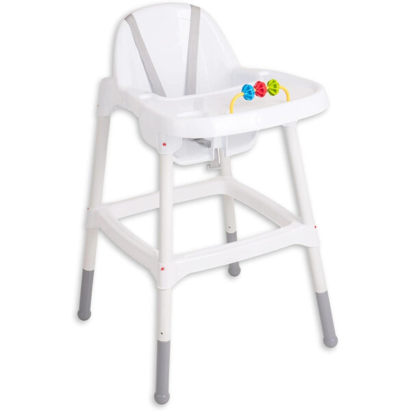 Stella Trading Dejan Hochstuhl Baby in Weiß, Grau - Sicherer Kinderstuhl mit Armlehne für eine Bequeme Sitzposition - 55 x 91 x 63 cm (B/H/T)