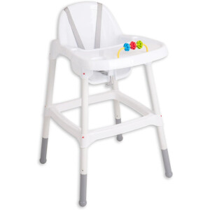 Stella Trading Dejan Hochstuhl Baby in Weiß, Grau - Sicherer Kinderstuhl mit Armlehne für eine Bequeme Sitzposition - 55 x 91 x 63 cm (B/H/T)