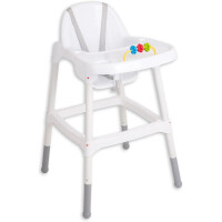 Stella Trading Dejan Hochstuhl Baby in Weiß, Grau - Sicherer Kinderstuhl mit Armlehne für eine Bequeme Sitzposition - 55 x 91 x 63 cm (B/H/T)