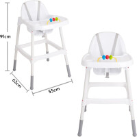Stella Trading Dejan Hochstuhl Baby in Weiß, Grau - Sicherer Kinderstuhl mit Armlehne für eine Bequeme Sitzposition - 55 x 91 x 63 cm (B/H/T)