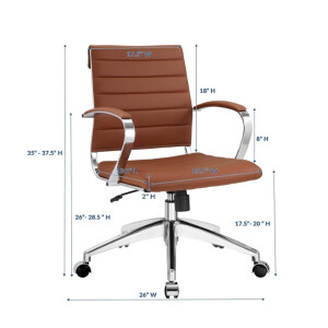 Modway- Jive Bürostuhl mit mittlerer Rückenlehne, gerippt, Terrakotta, 66 x 66 x 89 cm