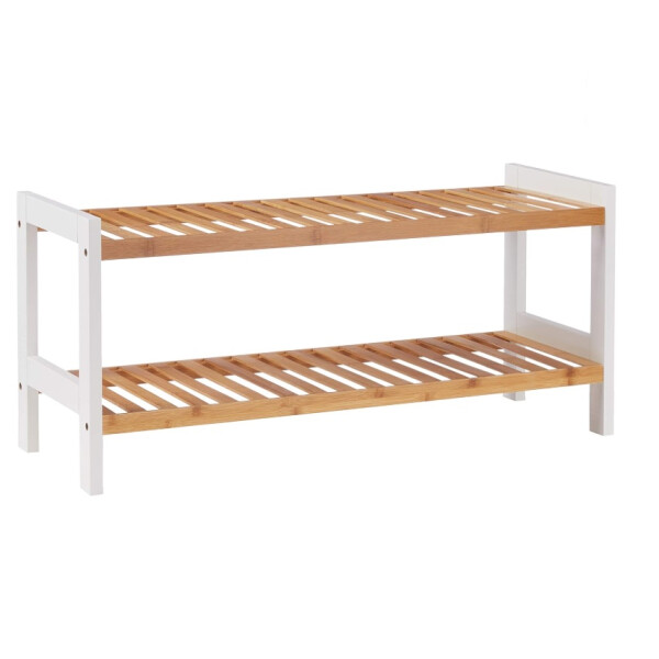 HAKU Möbel Schuhregal Natur, weiß, Bambus, MDF - Maße: B 70 cm x H 34 cm x T 26 cm, Style: Scandi
