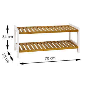 HAKU Möbel Schuhregal Natur, weiß, Bambus, MDF - Maße: B 70 cm x H 34 cm x T 26 cm, Style: Scandi