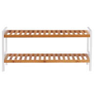 HAKU Möbel Schuhregal Natur, weiß, Bambus, MDF - Maße: B 70 cm x H 34 cm x T 26 cm, Style: Scandi