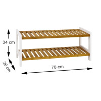 HAKU Möbel Schuhregal Natur, weiß, Bambus, MDF - Maße: B 70 cm x H 34 cm x T 26 cm, Style: Scandi
