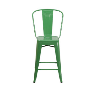Lily Handelsübliche Qualität, 61 cm hoch, Metall, für drinnen und draußen, Thekenhöhe mit Abnehmbarer Rückenlehne, Grün, 4 Stück
