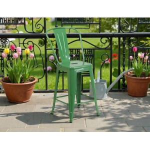 Lily Handelsübliche Qualität, 61 cm hoch, Metall, für drinnen und draußen, Thekenhöhe mit Abnehmbarer Rückenlehne, Grün, 4 Stück