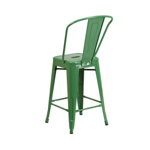 Lily Handelsübliche Qualität, 61 cm hoch, Metall, für drinnen und draußen, Thekenhöhe mit Abnehmbarer Rückenlehne, Grün, 4 Stück