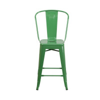 Lily Handelsübliche Qualität, 61 cm hoch, Metall, für drinnen und draußen, Thekenhöhe mit Abnehmbarer Rückenlehne, Grün, 4 Stück
