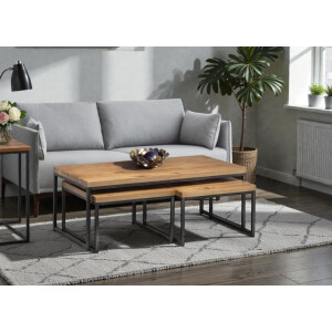 Brooklyn Couchtisch aus Eiche & Metall ist ein Industrielles und modernes Design für Wohnzimmer