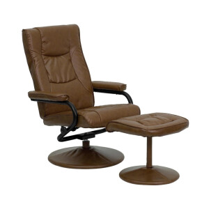 B-Ware Flash Furniture Lehnsessel mit Polsterhocker, modern, Gestell mit Leder umwickelt, Metall, Palomino, 72 x 58 x 39 cm