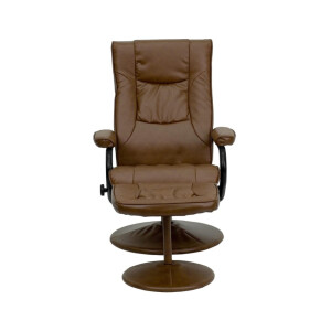 B-Ware Flash Furniture Lehnsessel mit Polsterhocker, modern, Gestell mit Leder umwickelt, Metall, Palomino, 72 x 58 x 39 cm