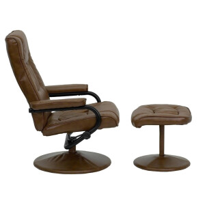 B-Ware Flash Furniture Lehnsessel mit Polsterhocker, modern, Gestell mit Leder umwickelt, Metall, Palomino, 72 x 58 x 39 cm