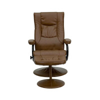 B-Ware Flash Furniture Lehnsessel mit Polsterhocker, modern, Gestell mit Leder umwickelt, Metall, Palomino, 72 x 58 x 39 cm