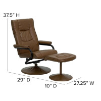 B-Ware Flash Furniture Lehnsessel mit Polsterhocker, modern, Gestell mit Leder umwickelt, Metall, Palomino, 72 x 58 x 39 cm