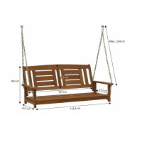 Outdoor hängende Veranda Schaukel mit Kette, Holz, Natur, 59.9 x 120.5 x 68.5 cm