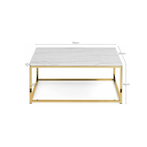 Julian Bowen Scala Couchtisch, Weißer Marmoreffekt Gold