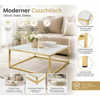 Julian Bowen Scala Couchtisch, Weißer Marmoreffekt Gold