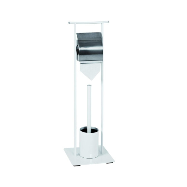 WC-Garnitur Chrom, weiß, Metall B 20 cm x H 69 cm x T 20 cm Modern