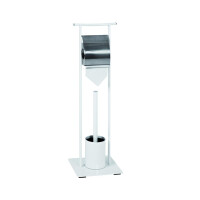 WC-Garnitur Chrom, weiß, Metall B 20 cm x H 69 cm x T 20 cm Modern