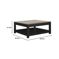 Ameriwood Home Carver Couchtisch mit offenem Stauraum, mattschwarzer Lackierung und Akzenten in Used-Optik mit Holzmaserung