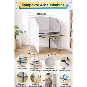 Arbeitskabine Schreibtisch Nebula Grey Study Carrel Büro Tisch kompakt