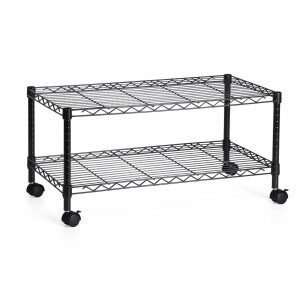 Honey Can Do Medienwagen Rollregal 2 Ebenen Stahl Schwarz TV Regal auf Rollen