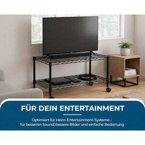 Honey Can Do Medienwagen Rollregal 2 Ebenen Stahl Schwarz TV Regal auf Rollen