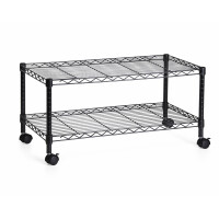Honey Can Do Medienwagen Rollregal 2 Ebenen Stahl Schwarz TV Regal auf Rollen