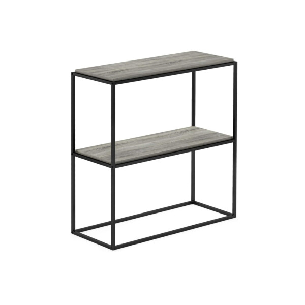 Regal 2 Etagen Breit Stapelbar Bücherregal Eiche Grau Metall Holz